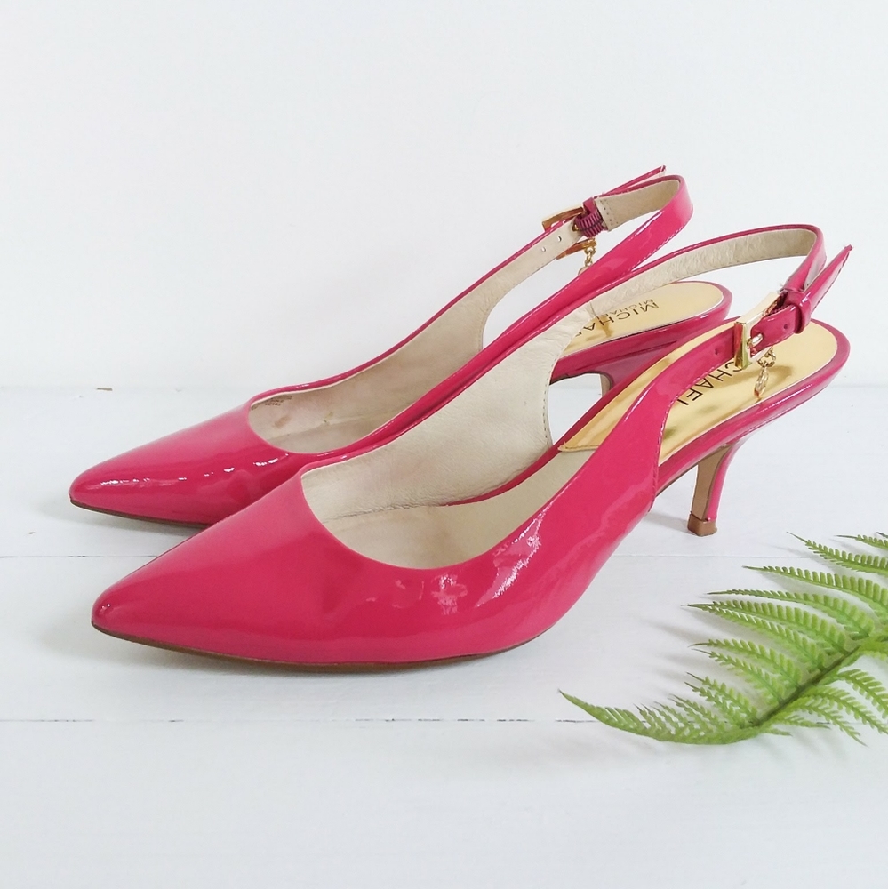 Michael Kors Patent Leather Pointed Toe Sling Back